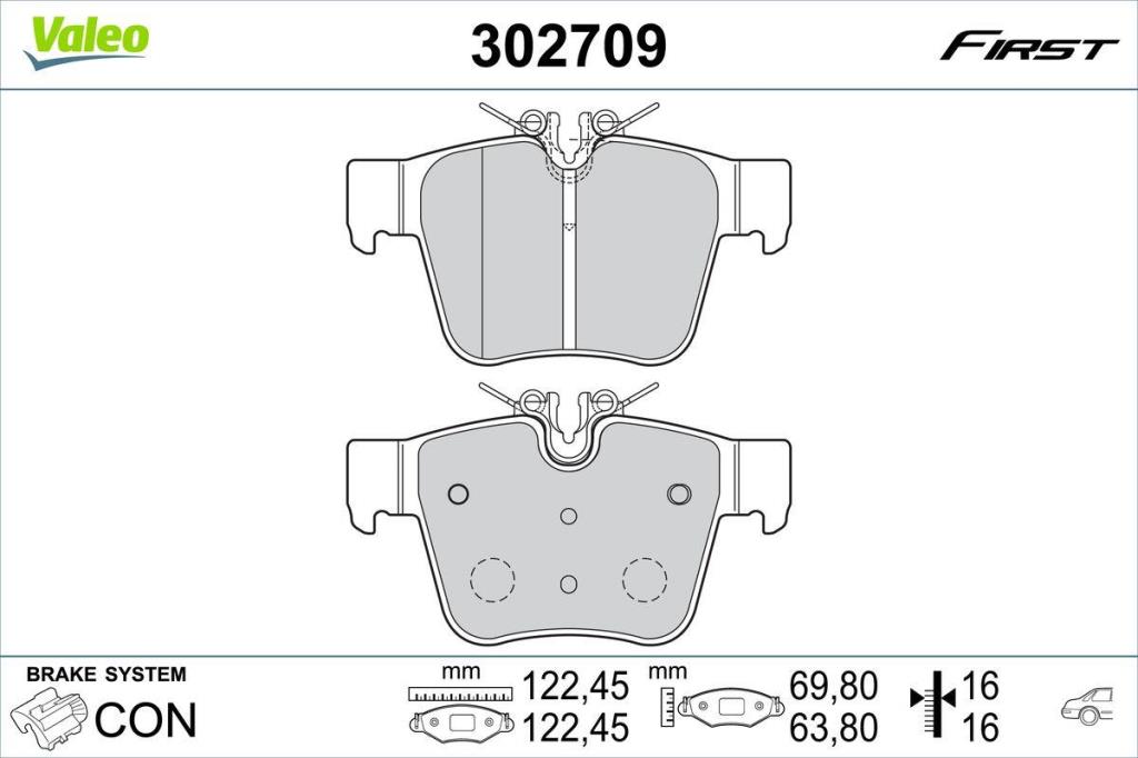 Jogo de 4 pastilhas de travão VALEO ref. 302709